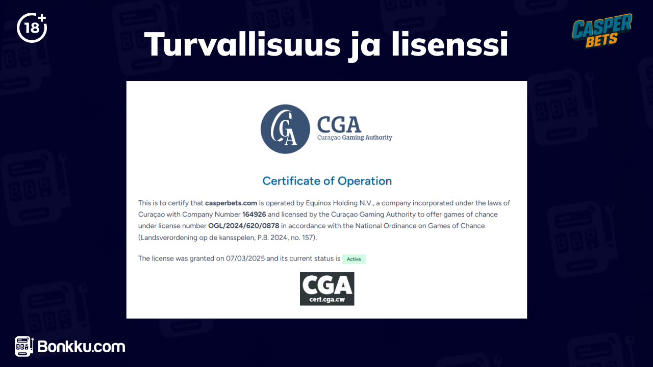 casper bets turvallisuus ja lisenssi