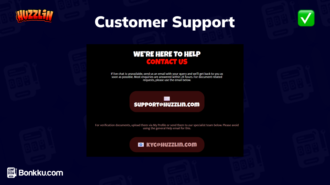 huzzlin casino customer support