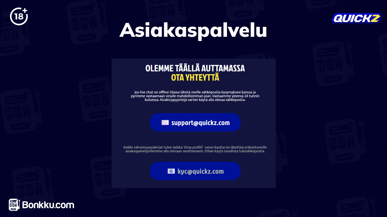 quickz casino asiakaspalvelu