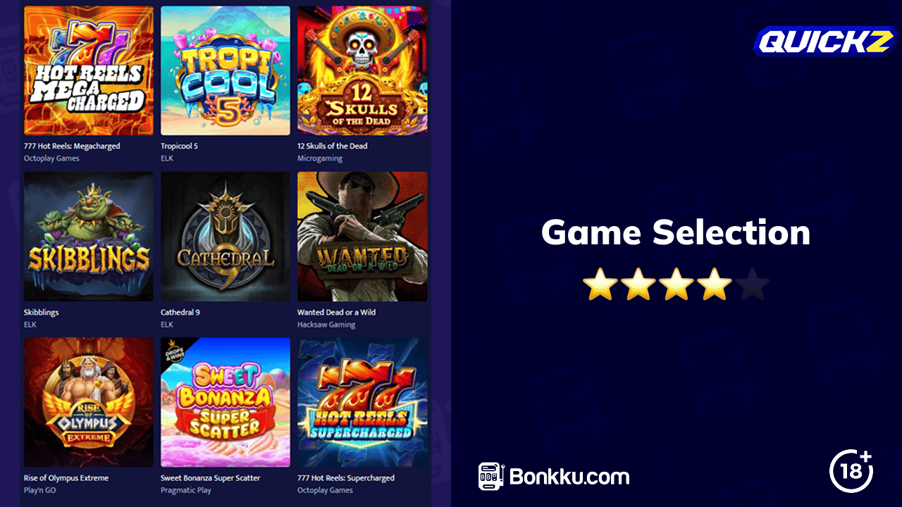 quickz casino game selection