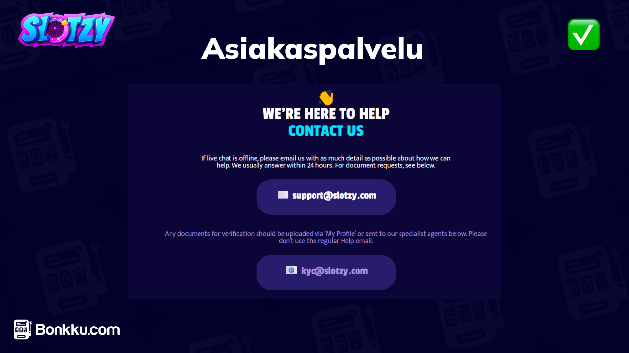 slotzy casino asiakaspalvelu