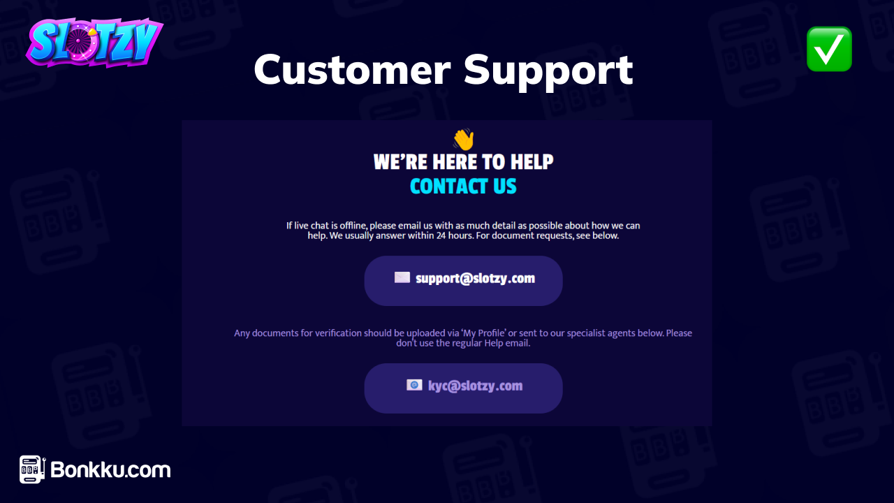 slotzy casino customer support