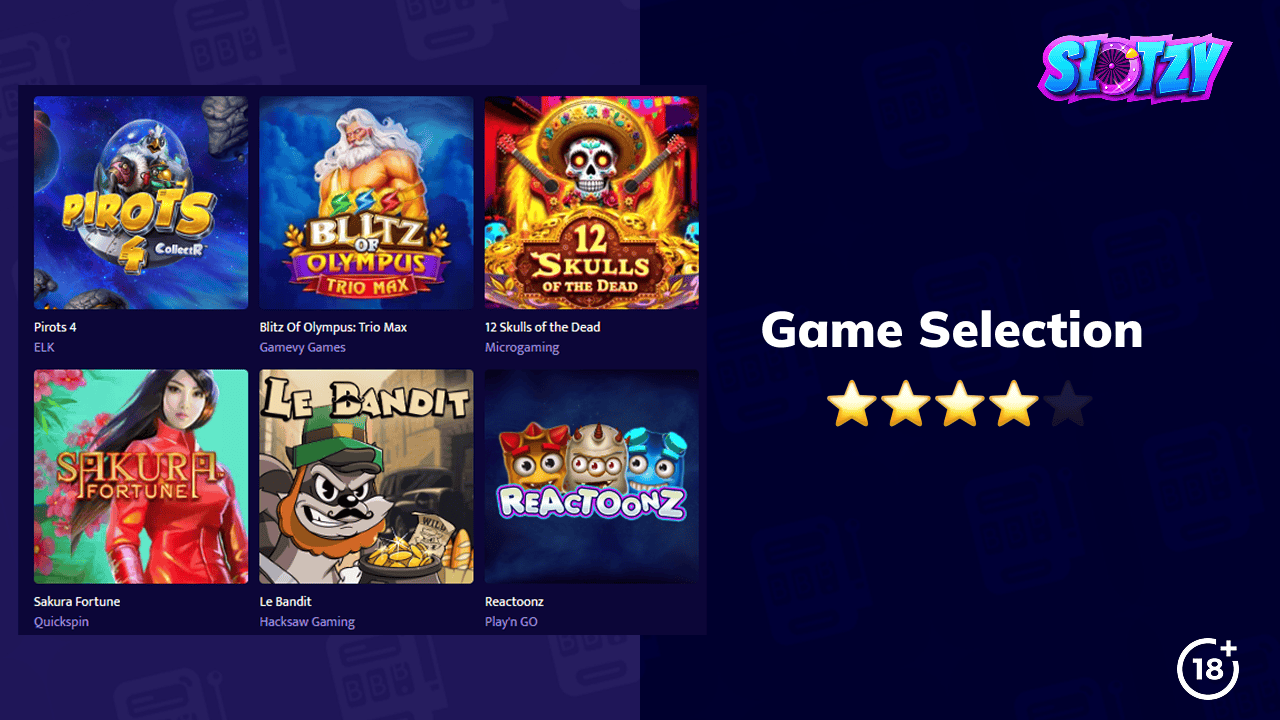 slotzy casino game selection