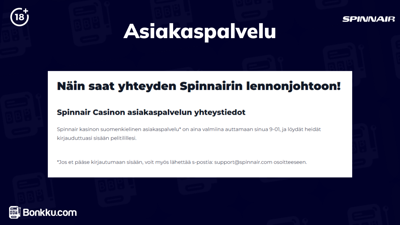 spinnair casino asiakaspalvelu