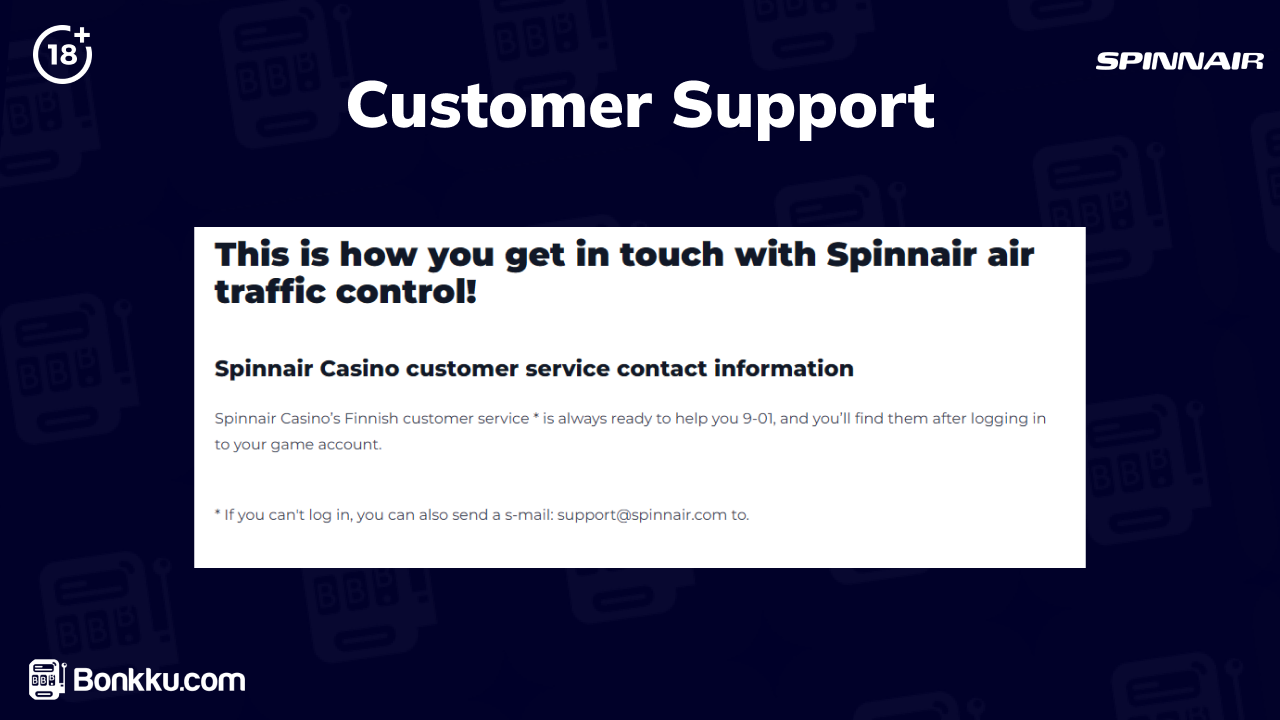 spinnair casino customer support