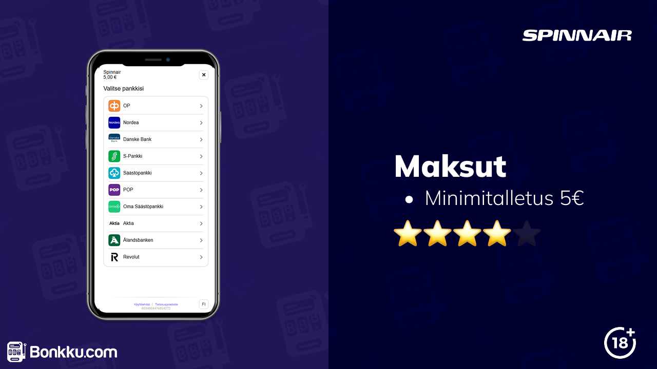 spinnair casino maksut