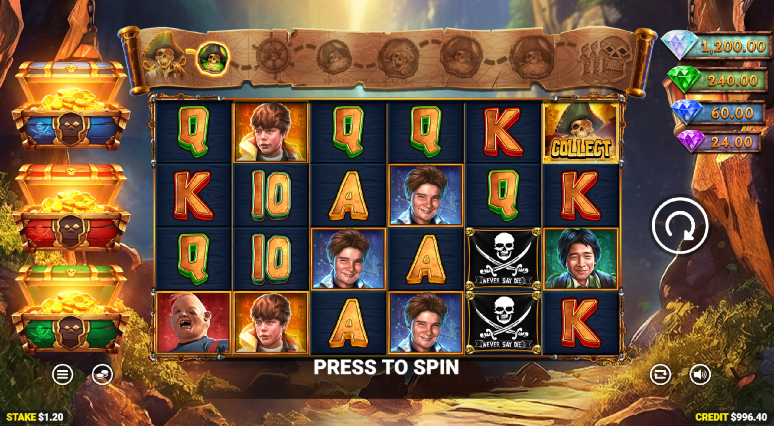the goonies guest for treasures 3 slot