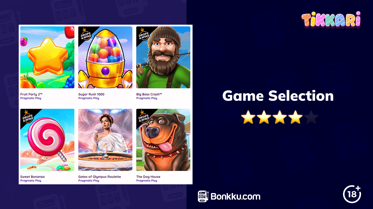 tikkari casino game selection