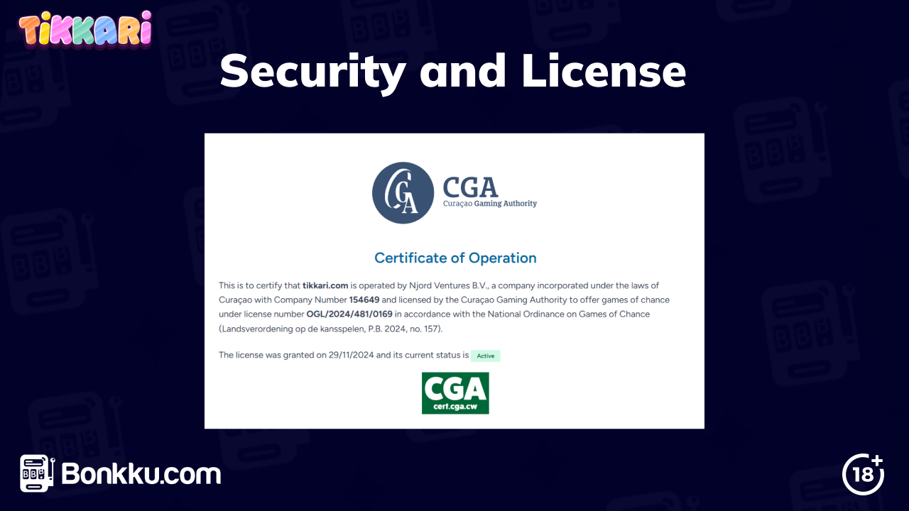 tikkari casino security and license