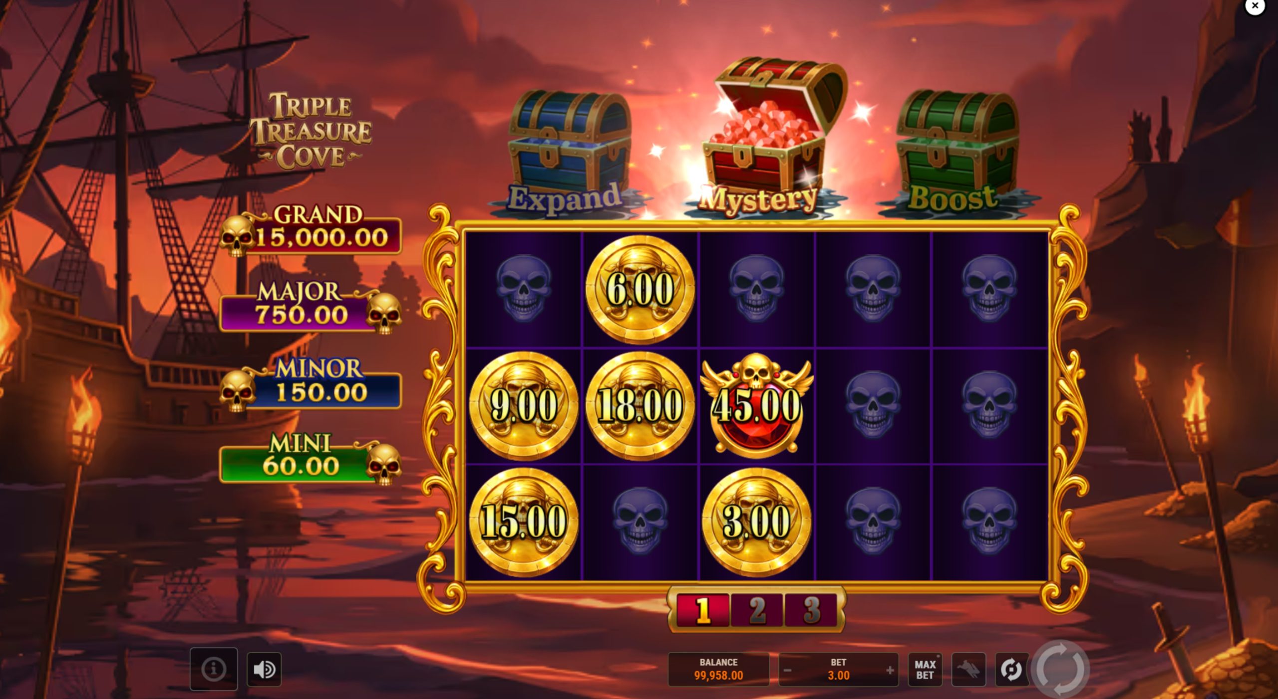 triple treasure cove bonus