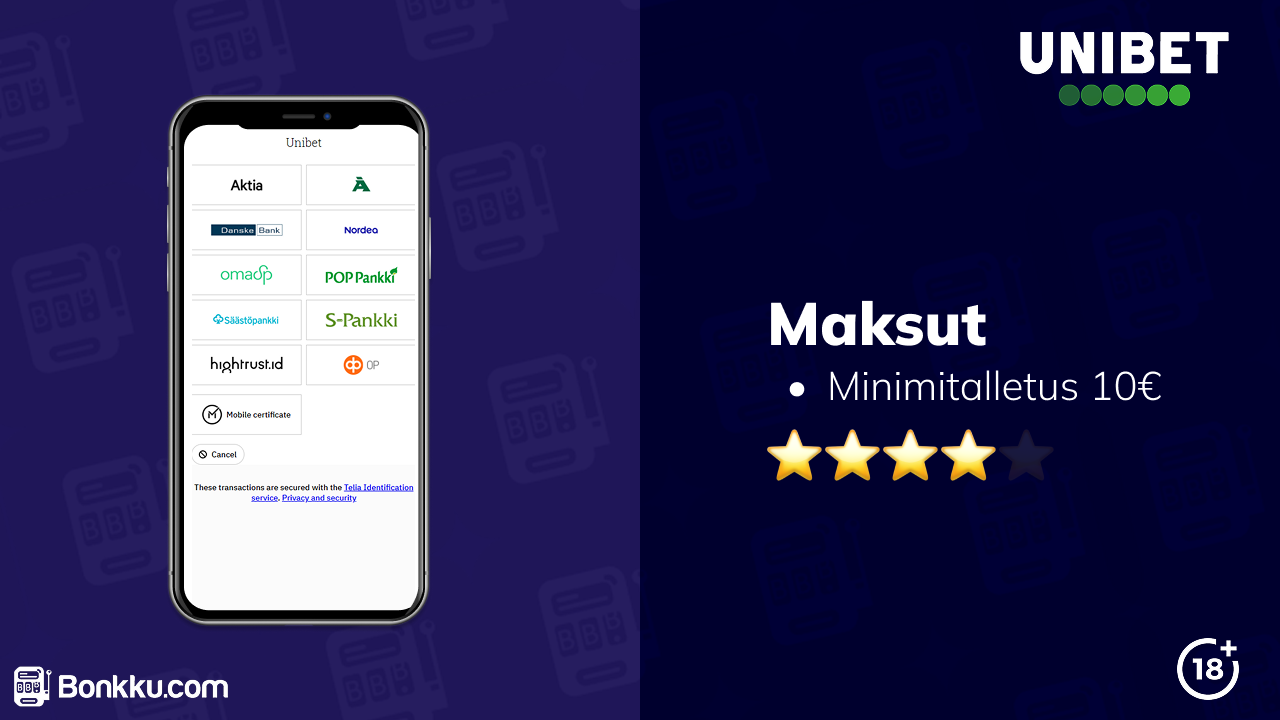 unibet casino maksut