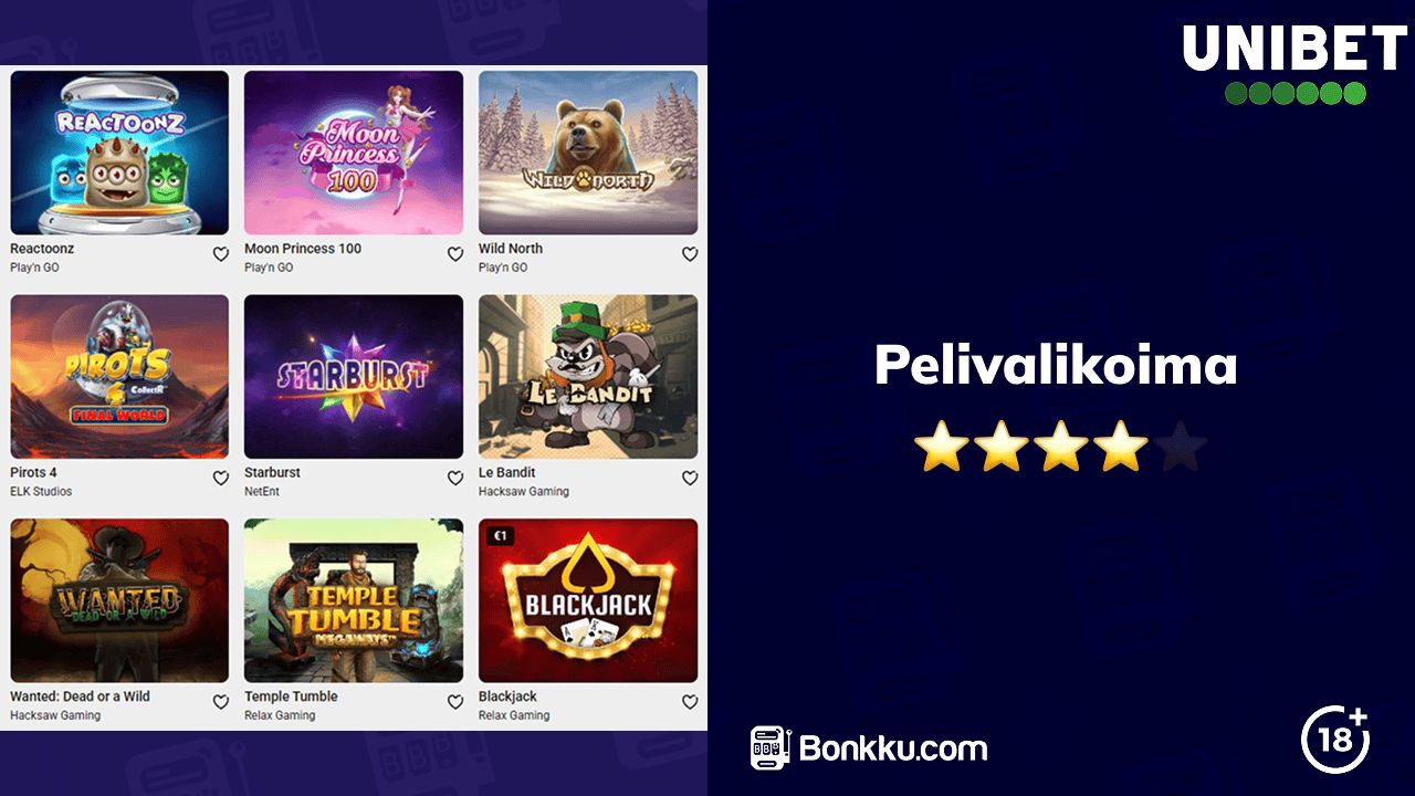 unibet casino pelivalikoima