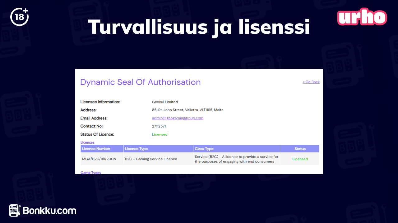 urho kasino turvallisuus ja lisenssi