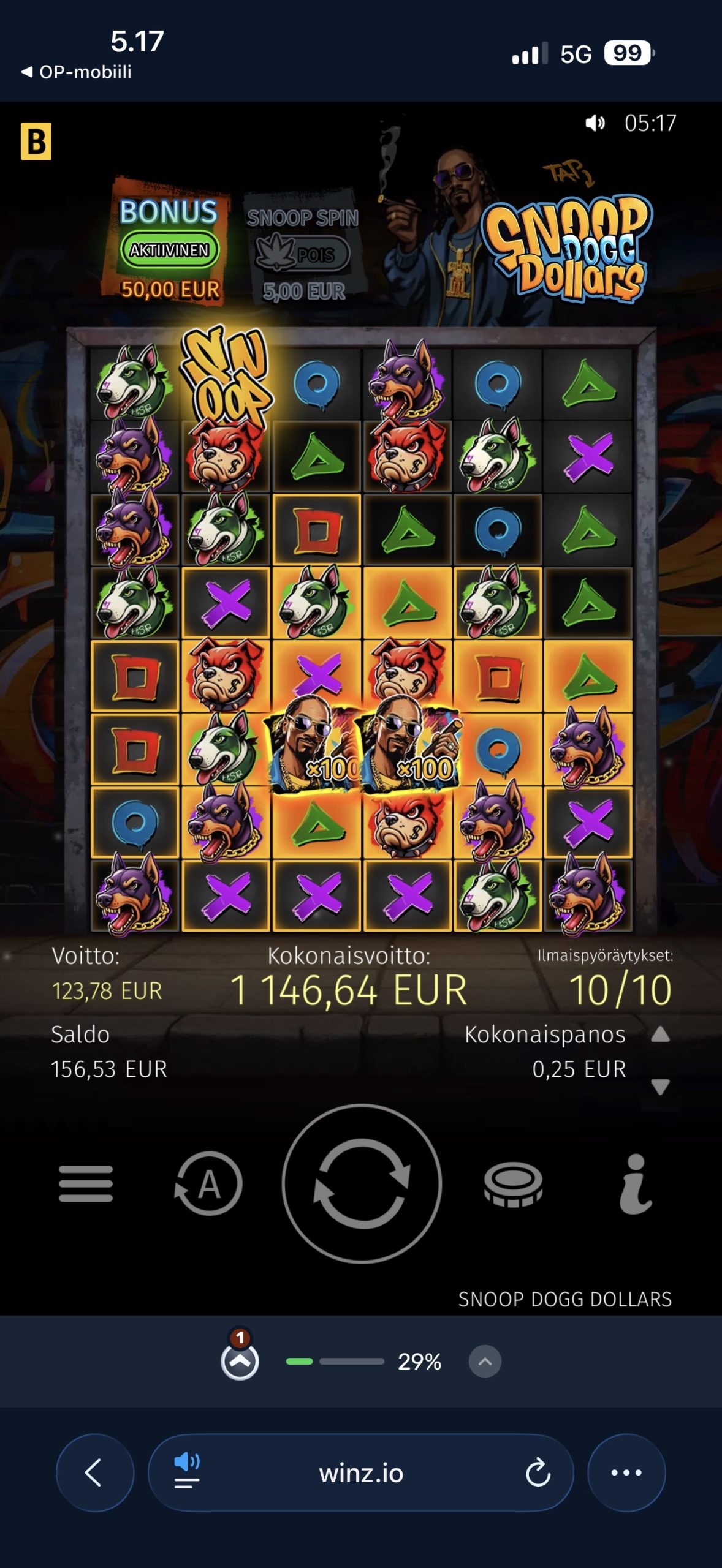 Big wins screenshot