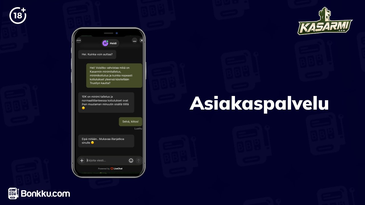 kasarmi kasino asiakaspalvelu