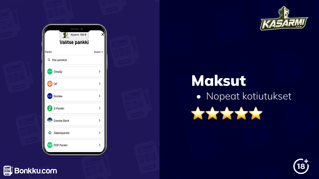 kasarmi kasino maksut