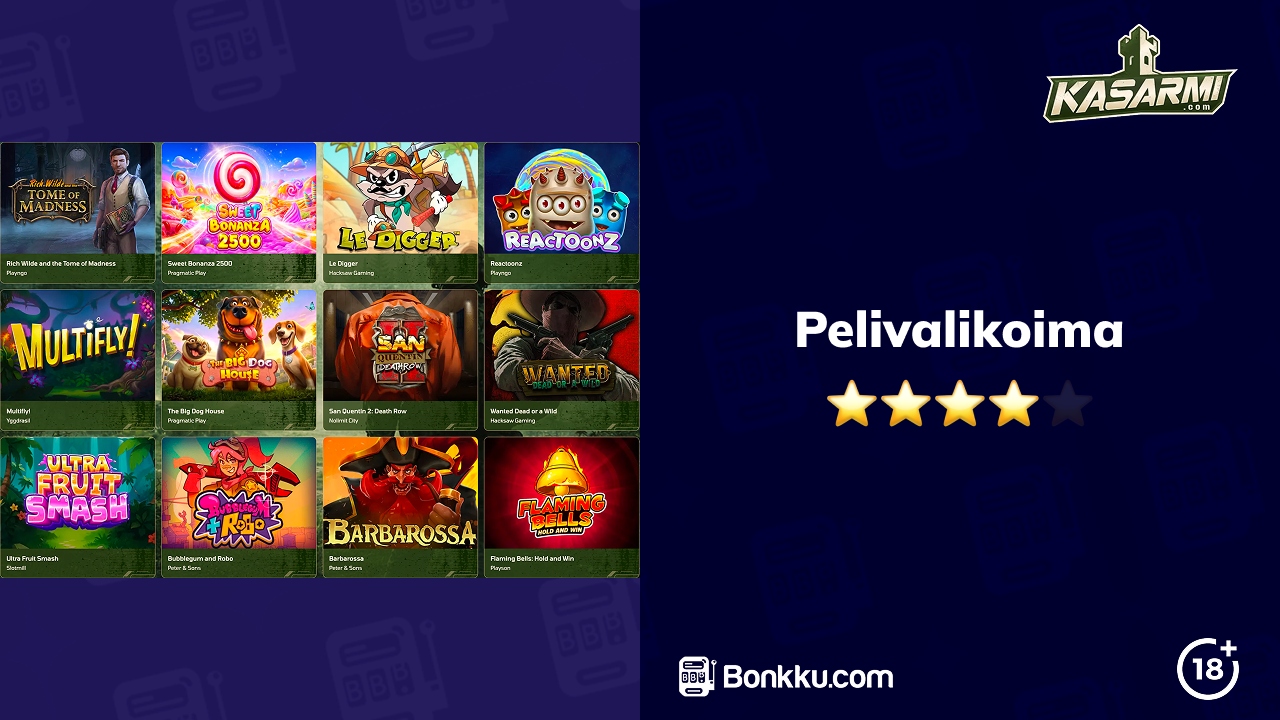 kasarmi kasino pelivalikoima