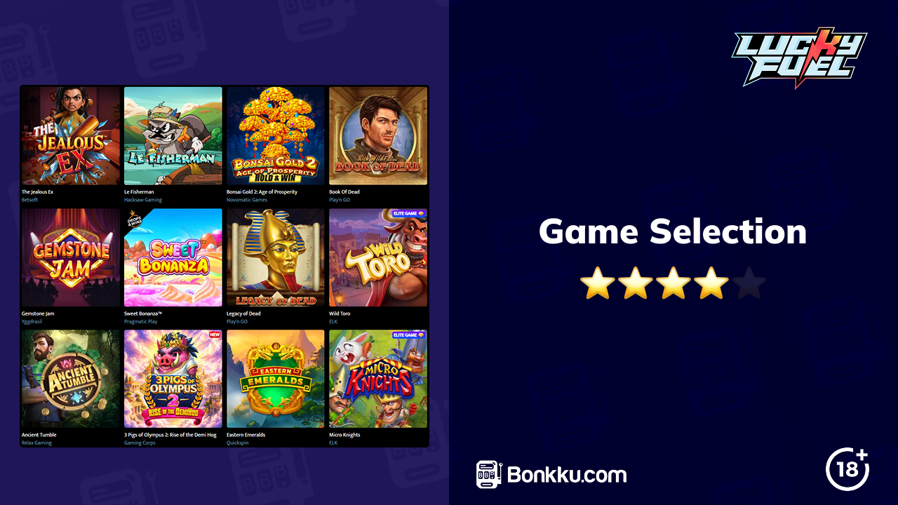 lucky fuel casino game selection