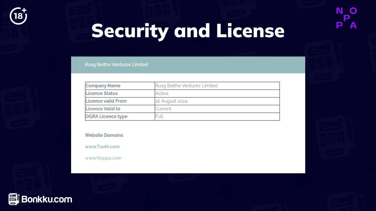 noppa casino security and license