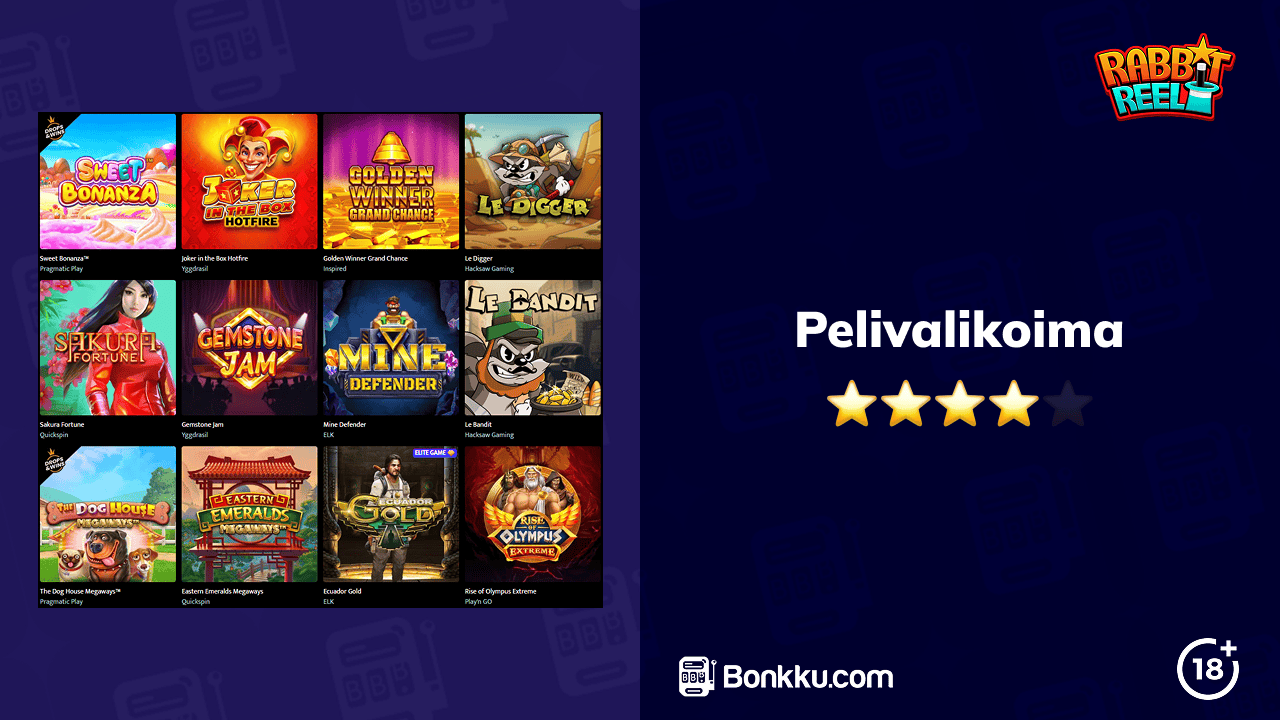 rabbit reel casino pelivalikoima