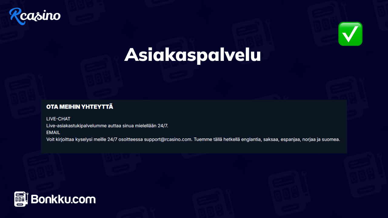 rcasino asiakaspalvelu