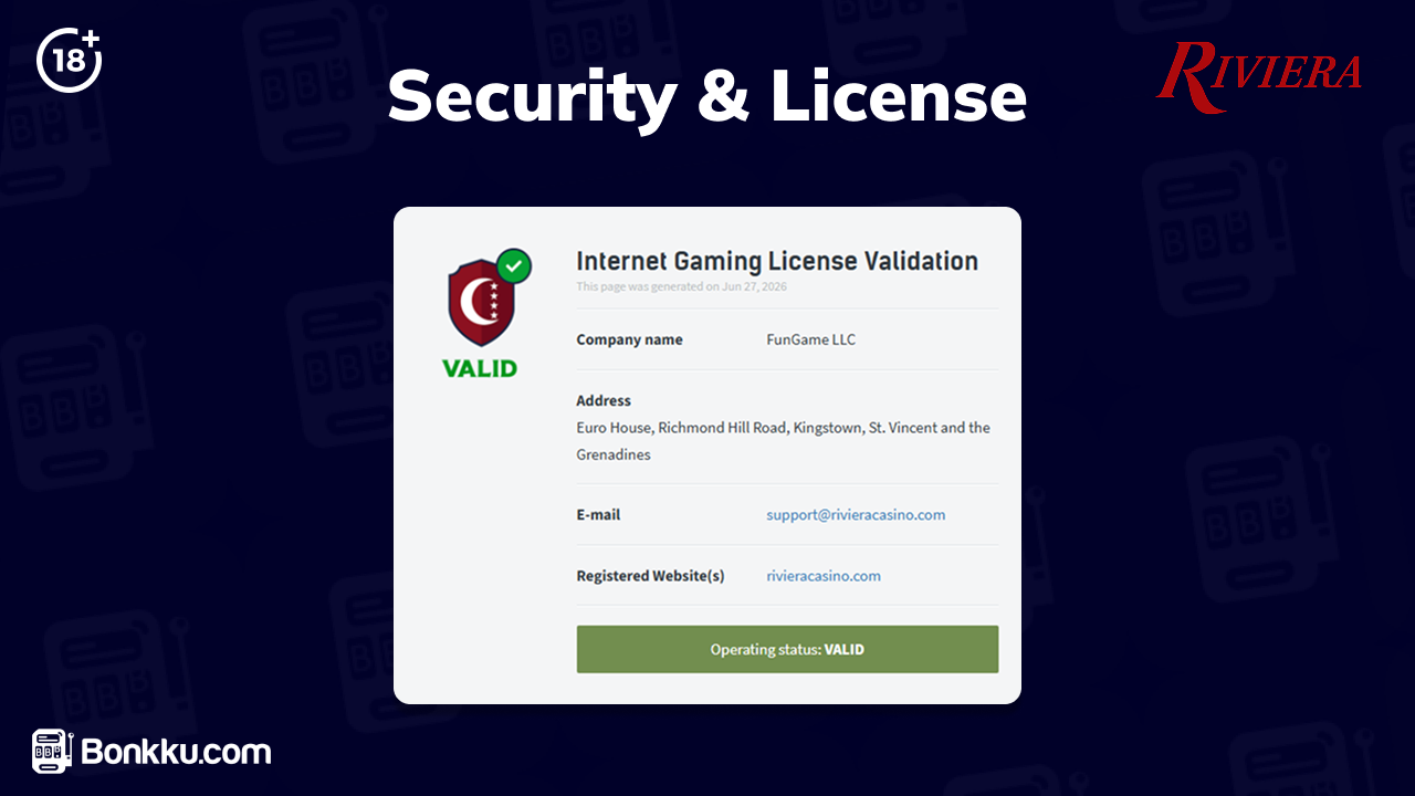 riviera casino license