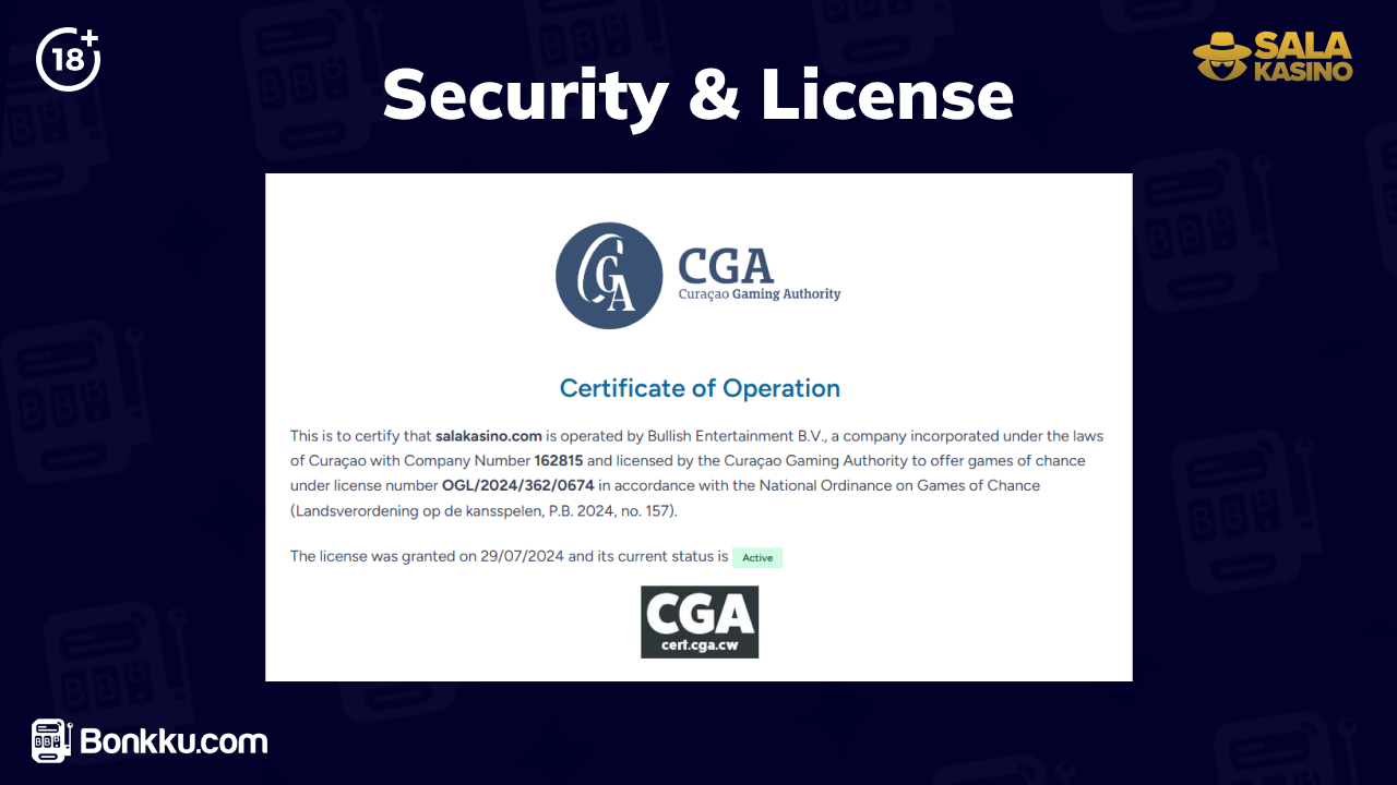 salakasino security and license