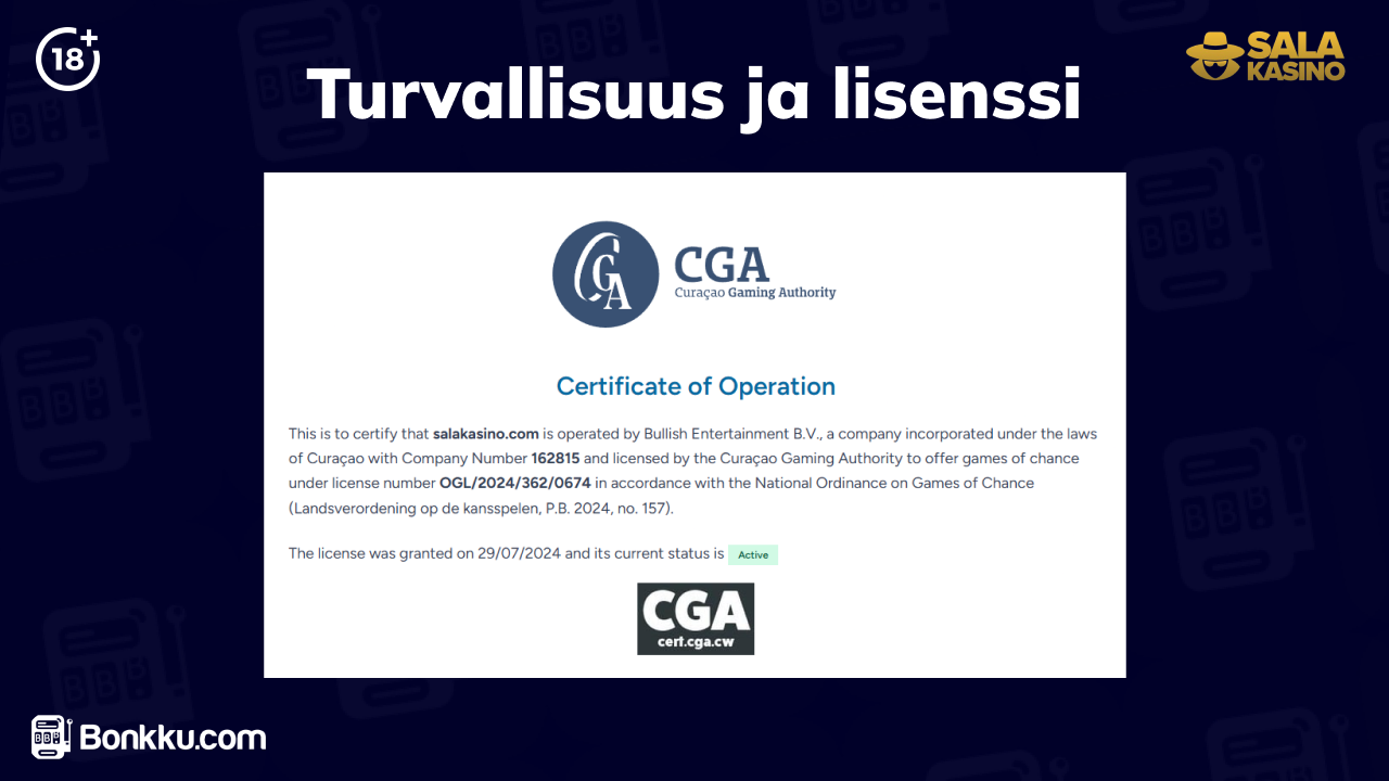 salakasino turvallisuus ja lisenssi