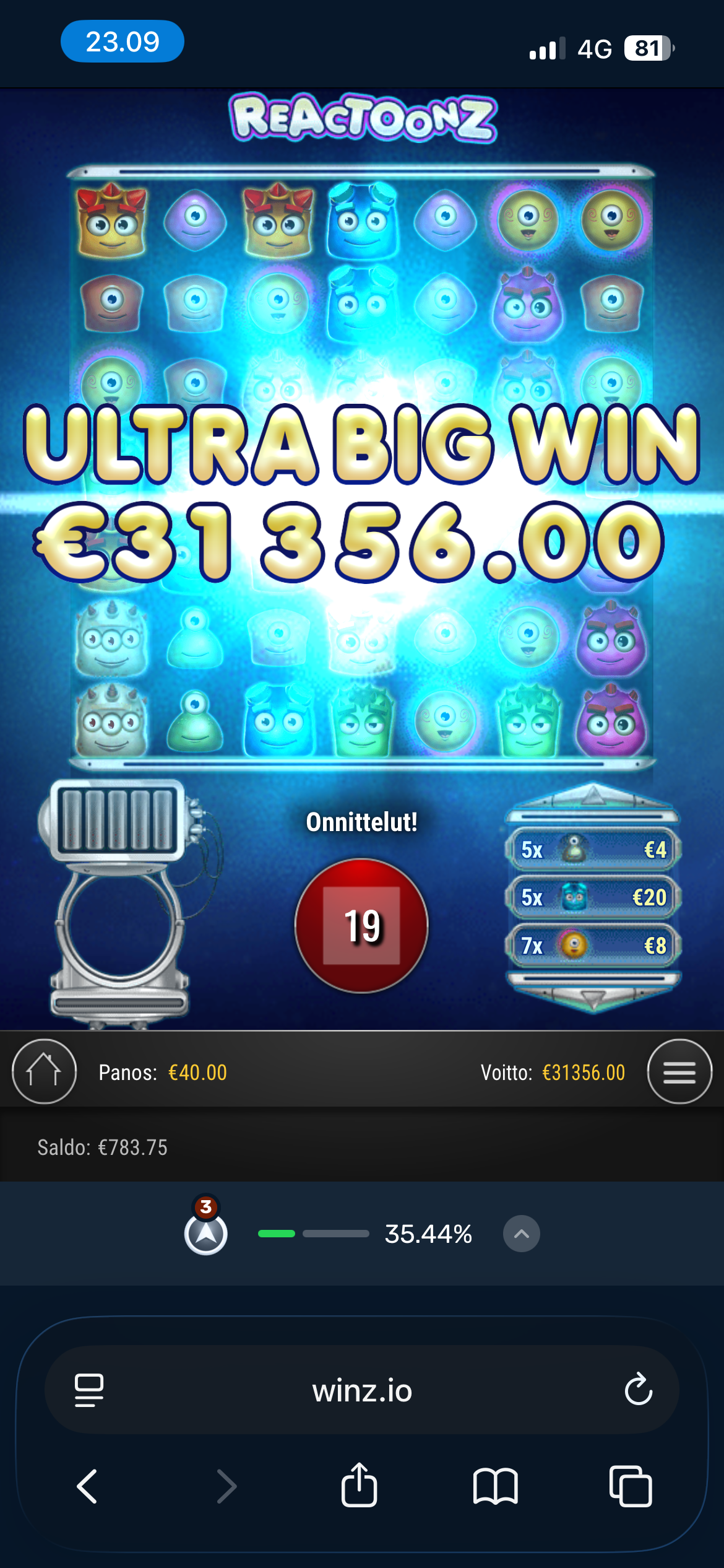 Big wins screenshot