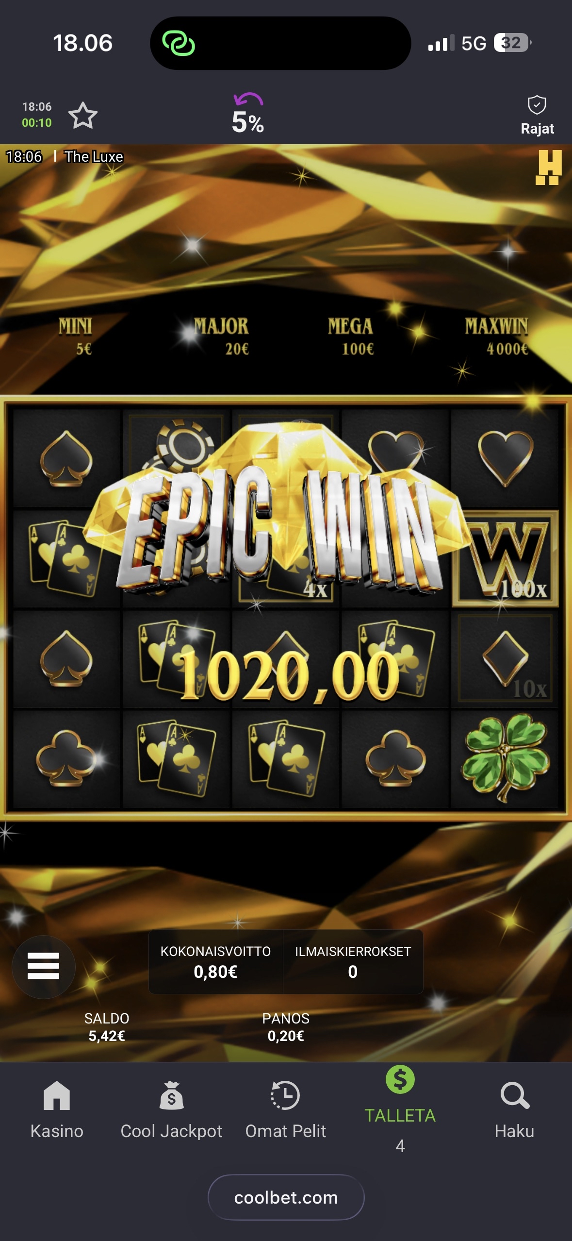 Big wins screenshot