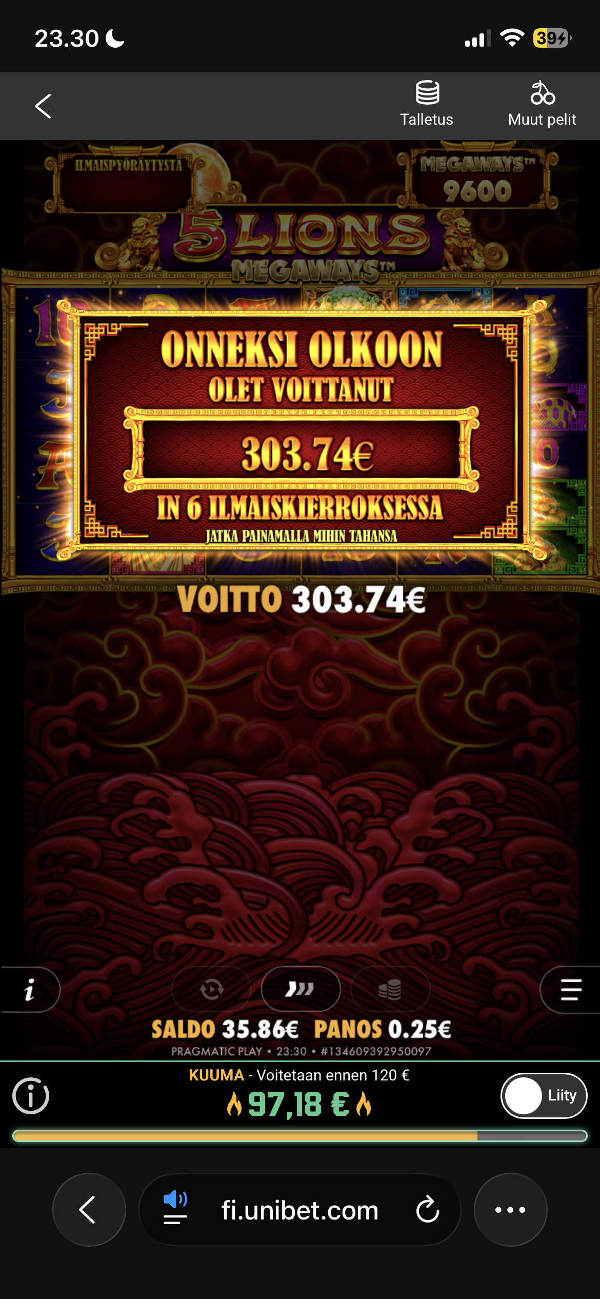 Big wins screenshot