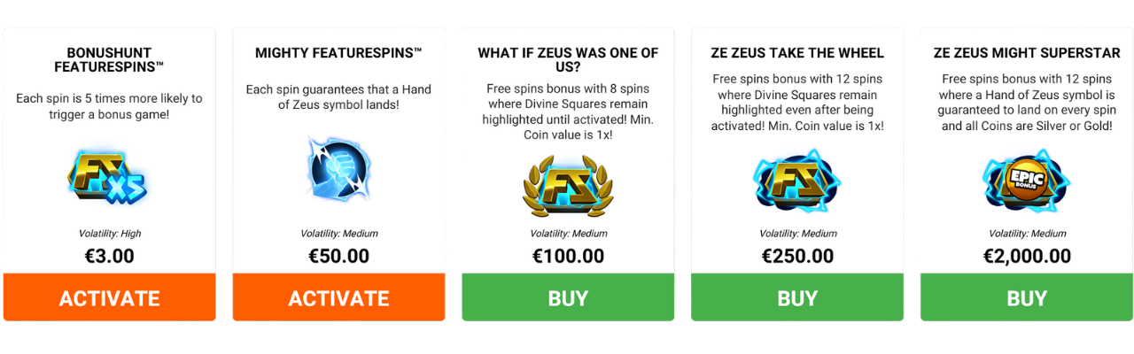 epic ze zeus menu