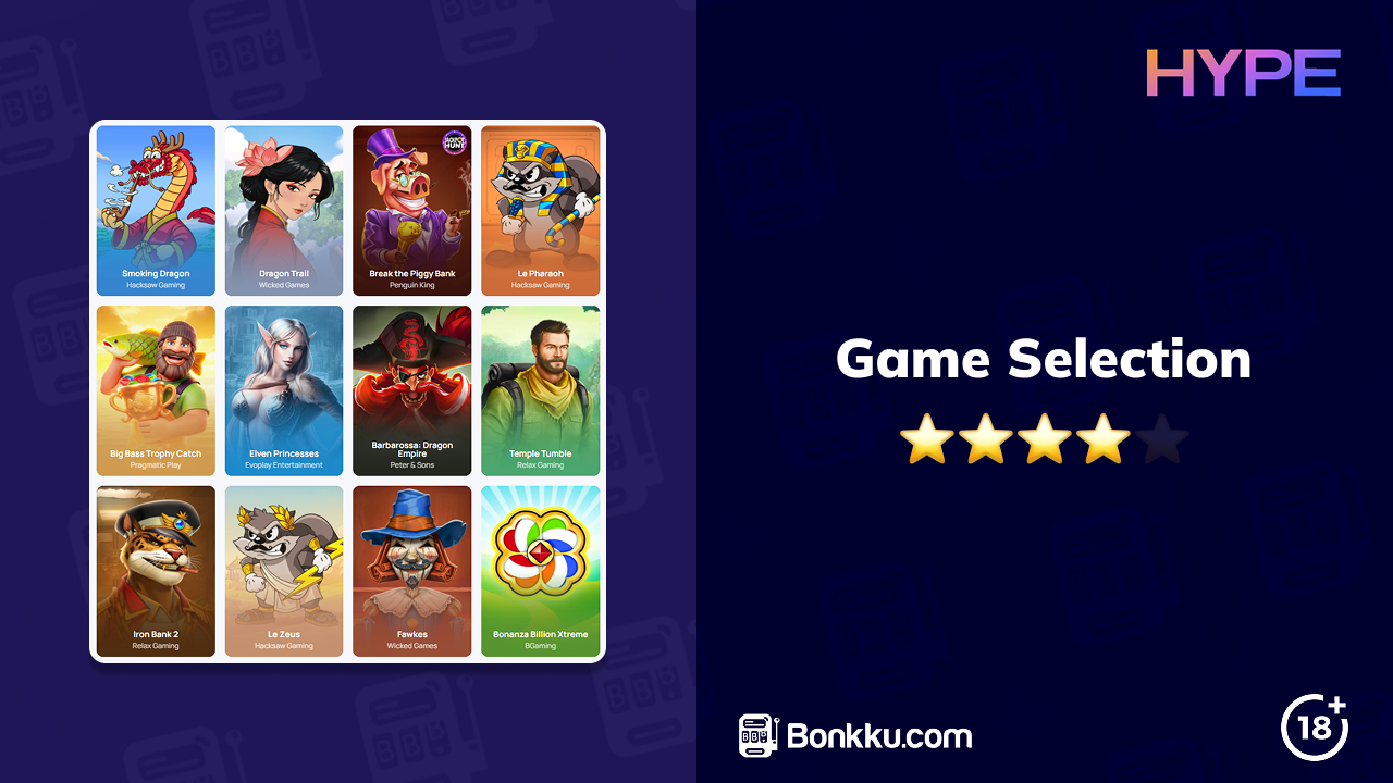 hype kasino game selection