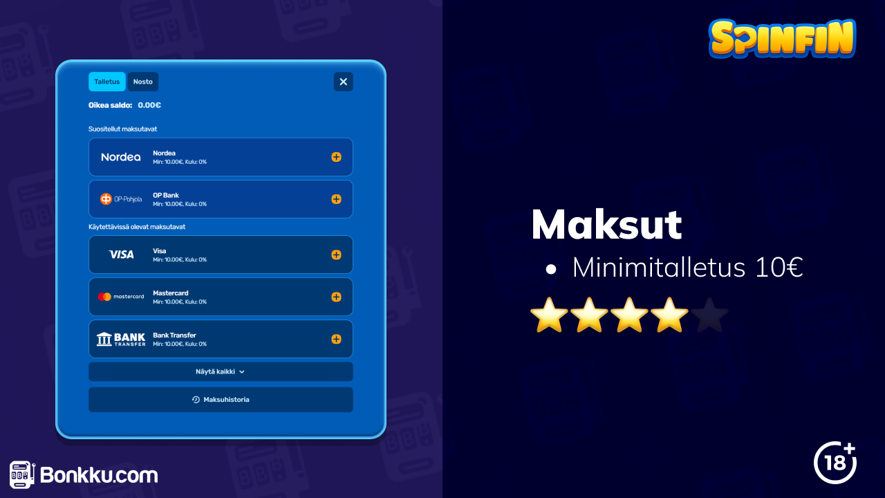 spinfin casino maksut