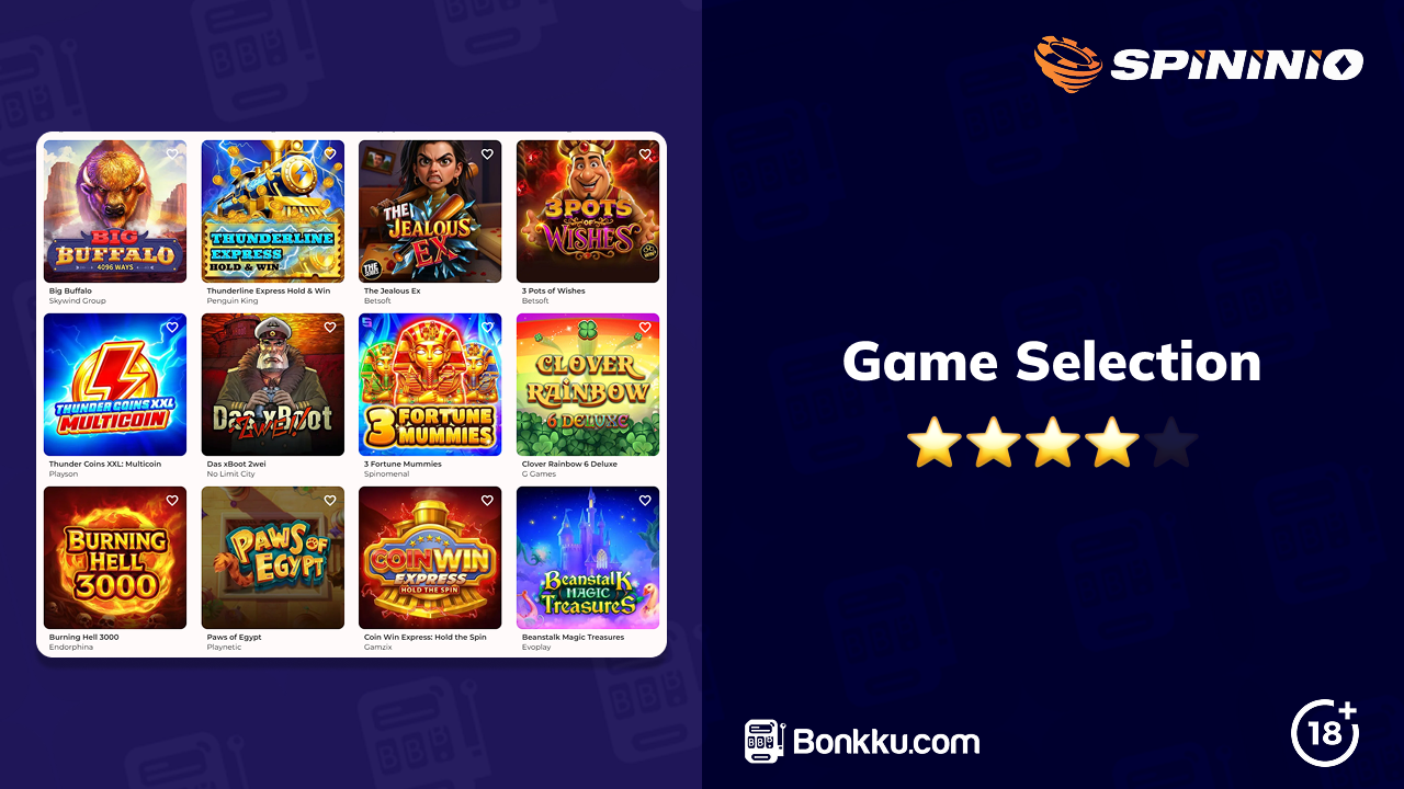spininio casino game selection