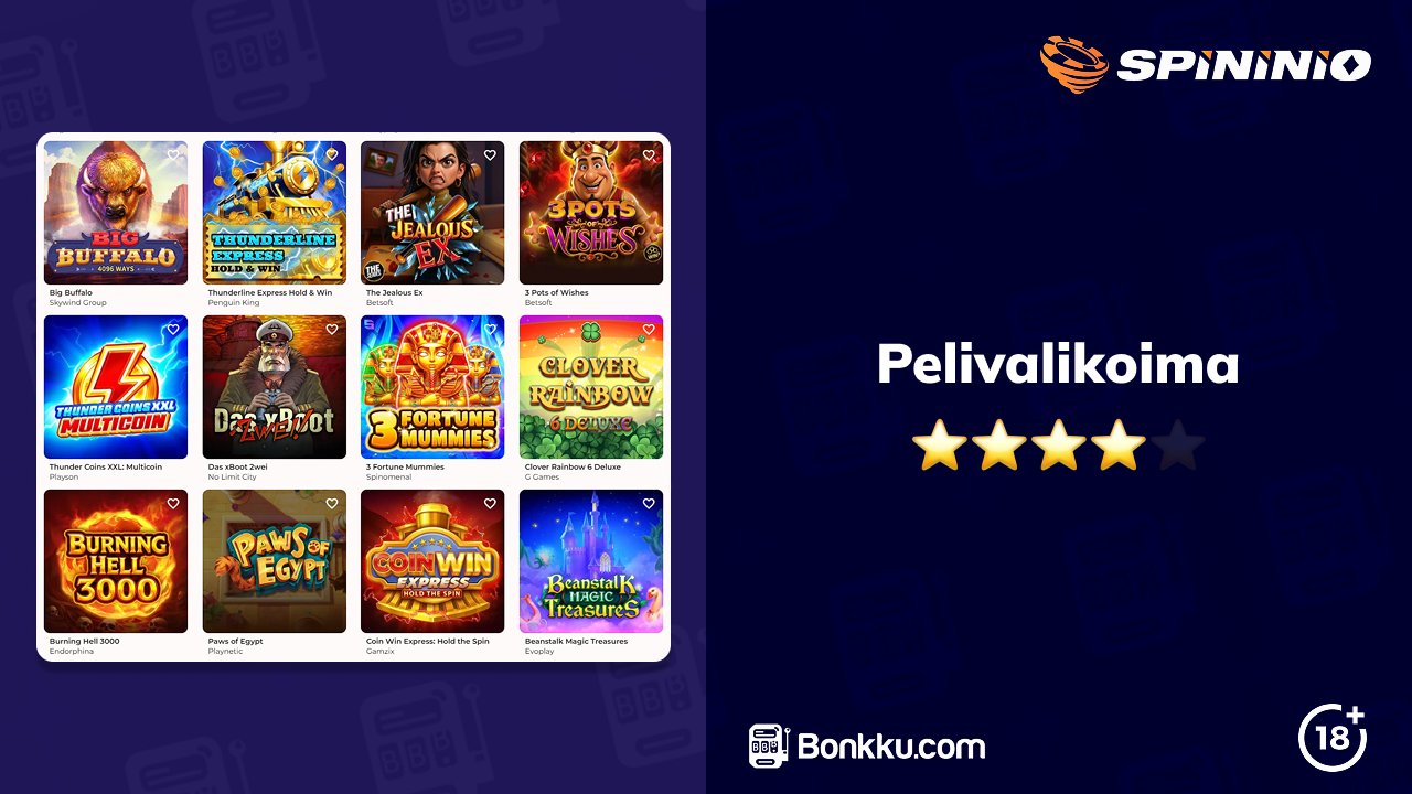 spininio casino pelivalikoima