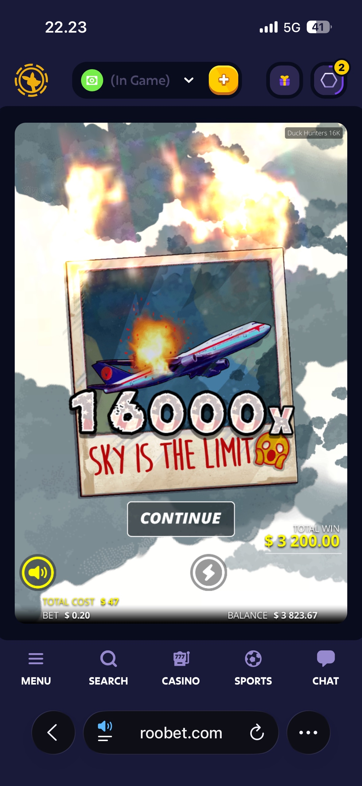 Big wins screenshot