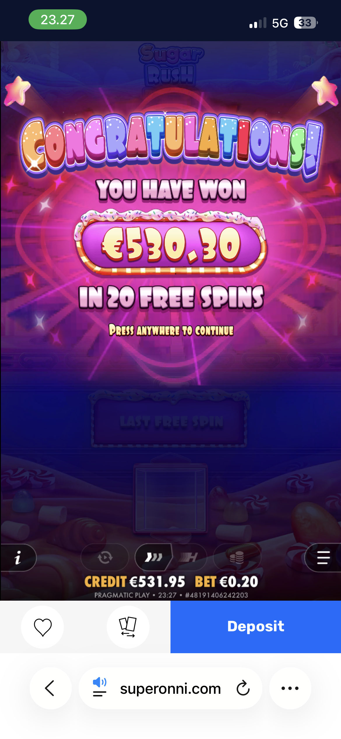 Big wins screenshot
