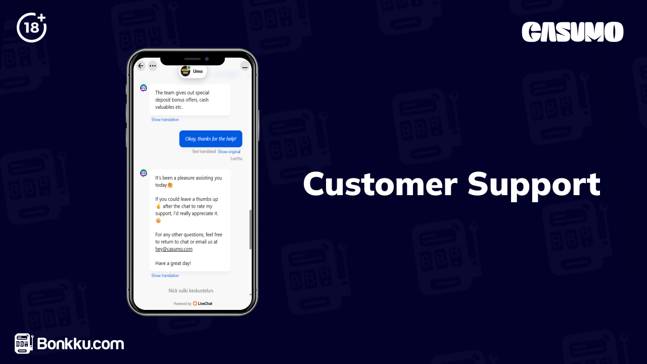 casumo casino customer support