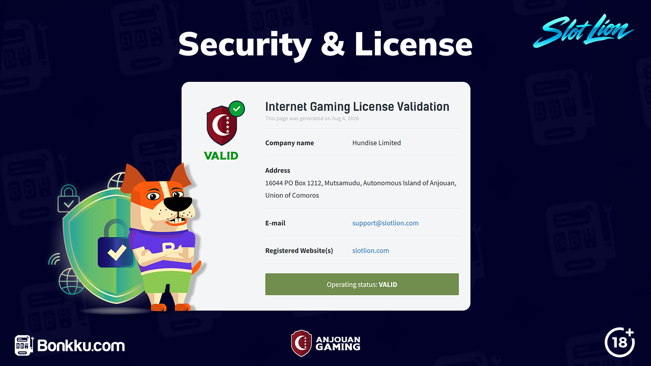 slot lion casino license