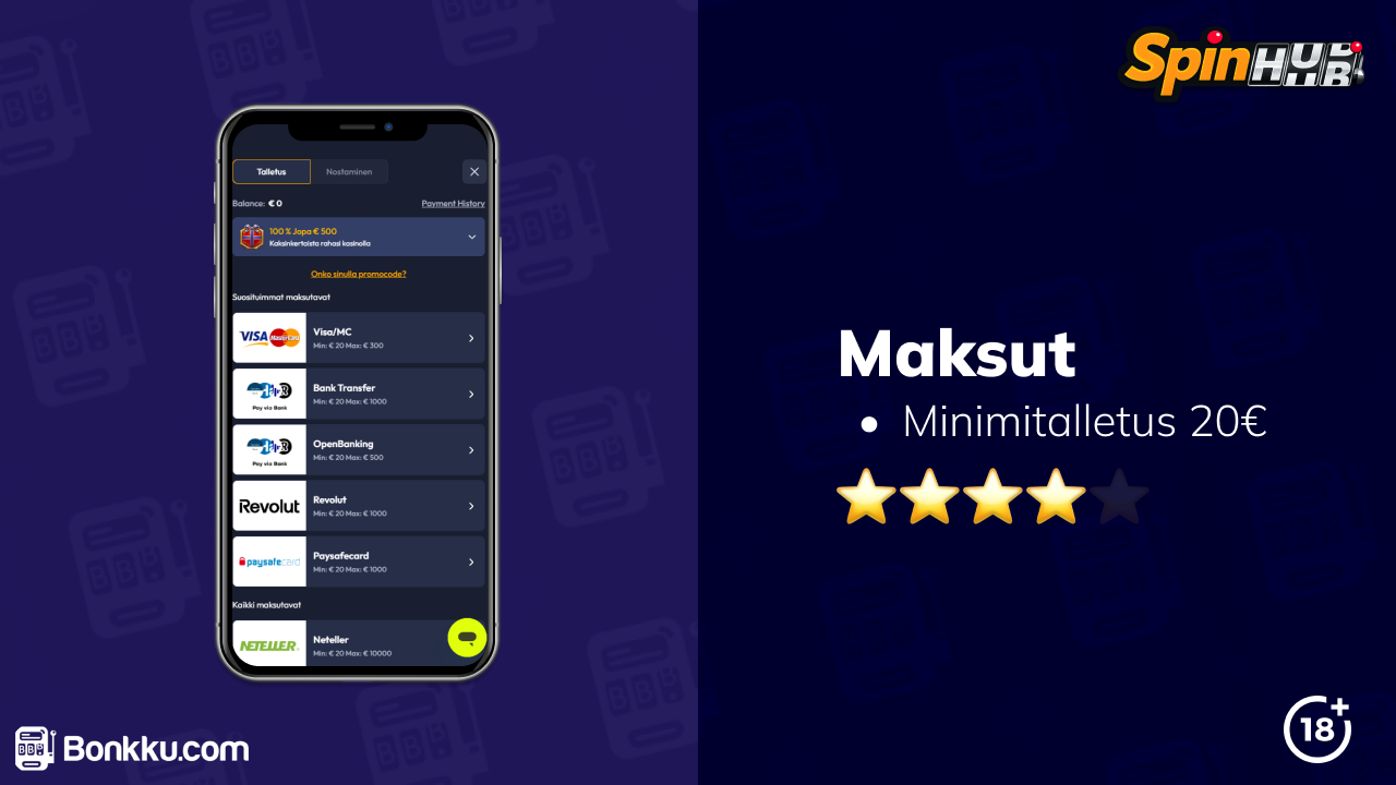 spinhub casino maksut
