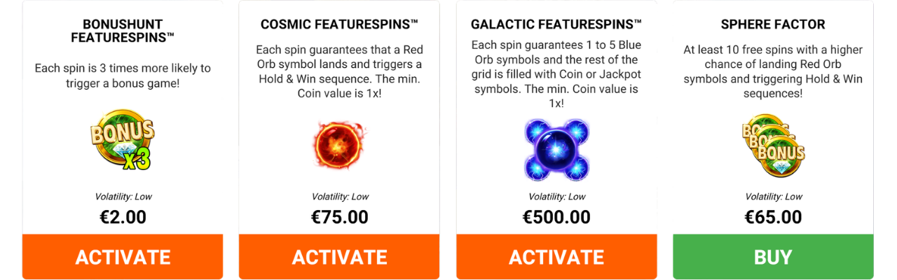 supernova galaxy orbs menu