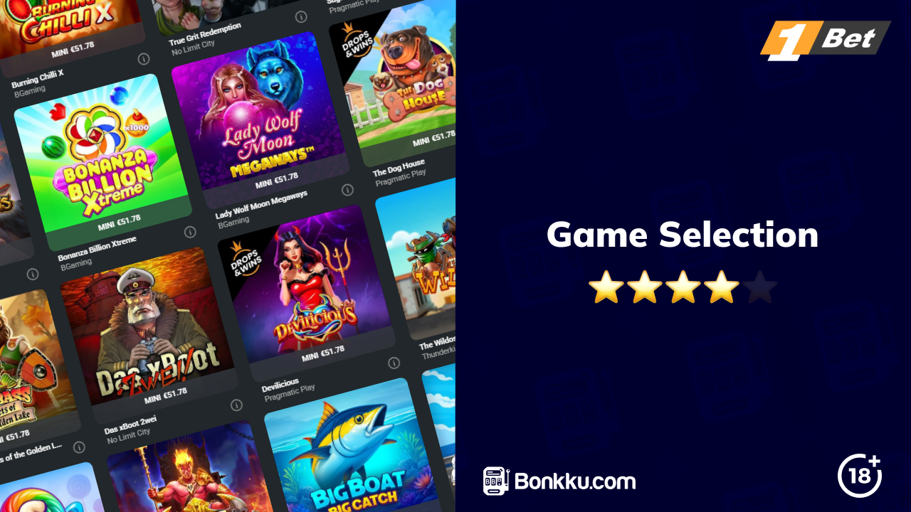 1bet casino game selection