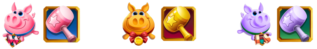 3 magic piggy banks symbols