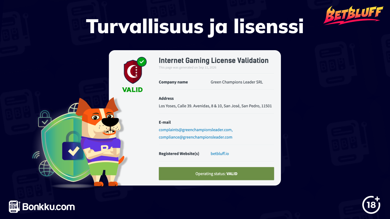 betbluff casino lisenssi