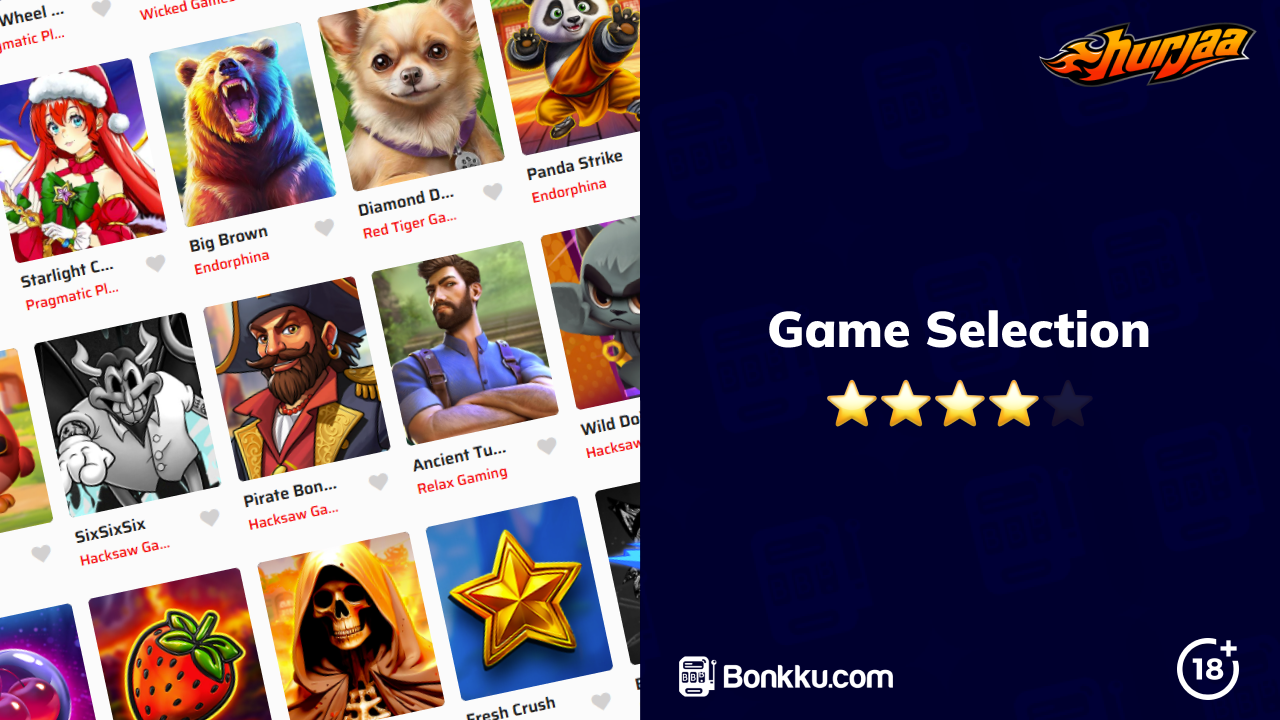 hurjaa casino game selection