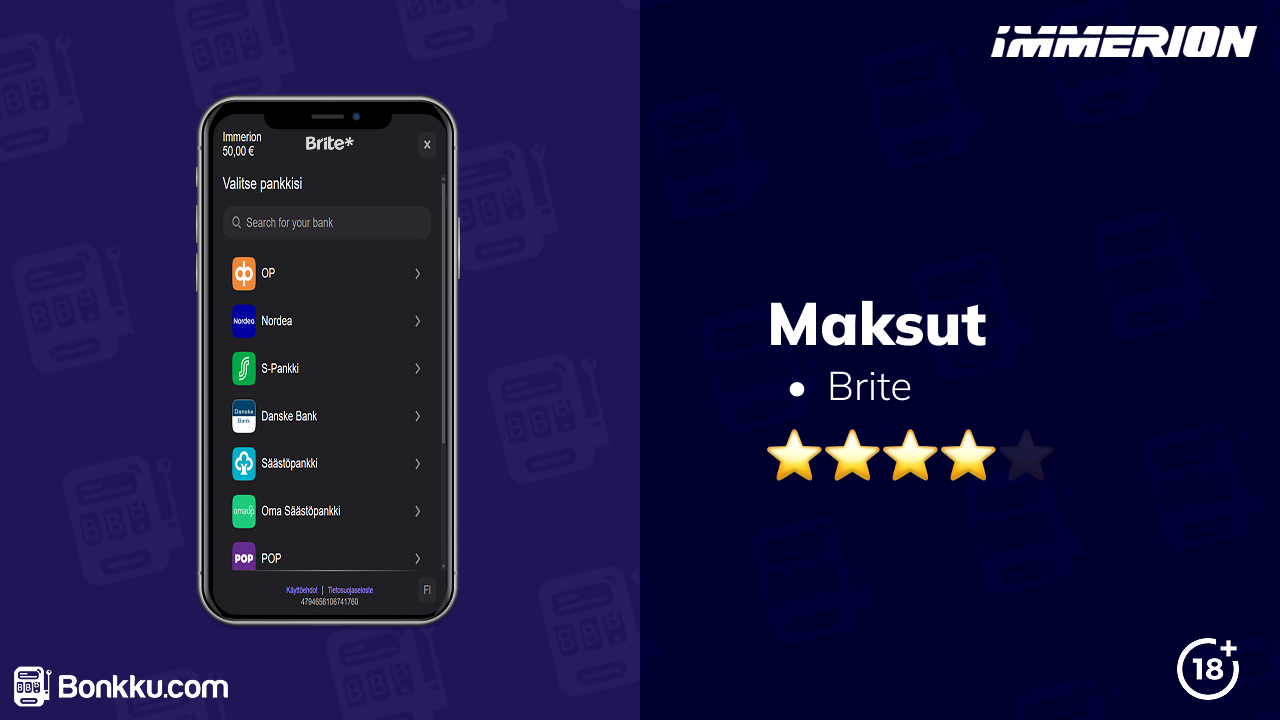 immerion casino maksut