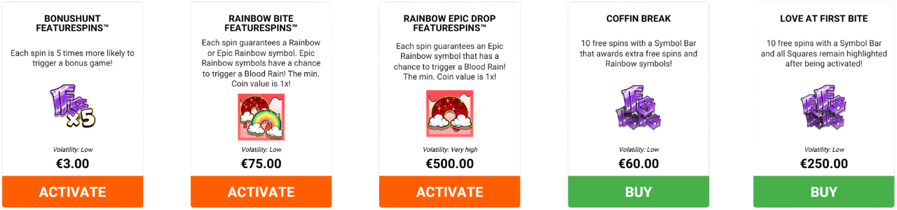 le vampire buy menu