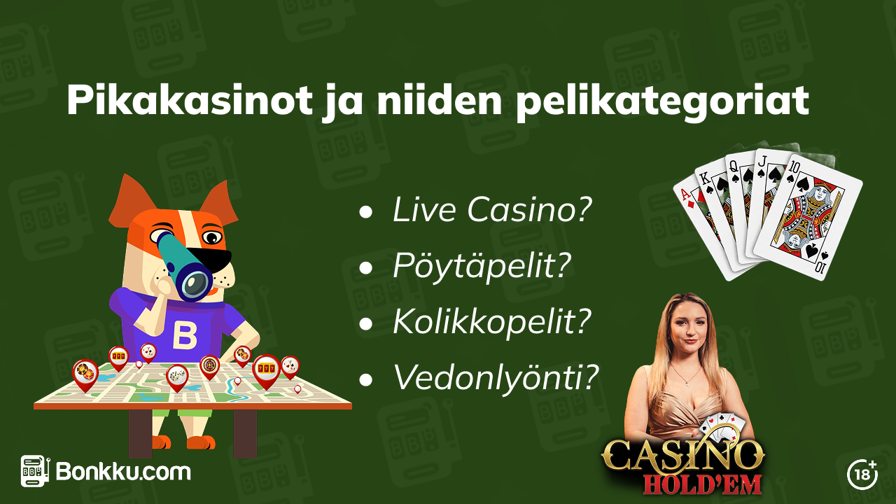 Pikakasinoiden pelikategoriat