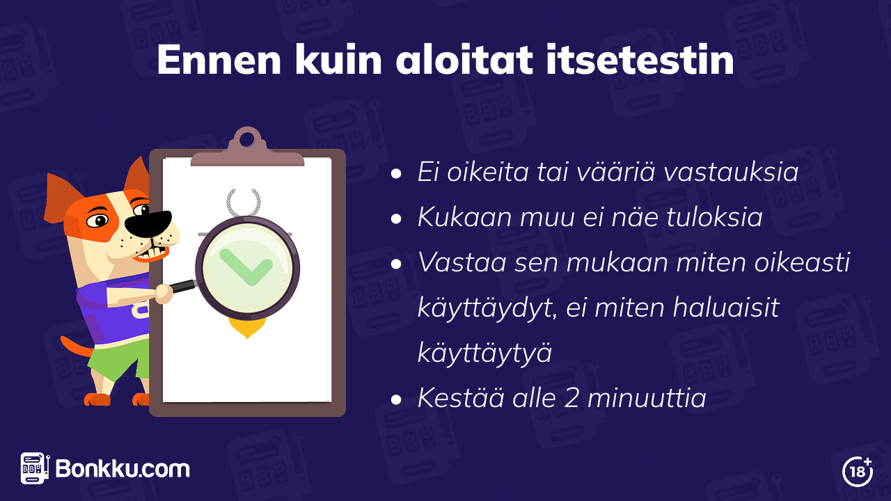 vastuullisen pelaamisen itsetesti